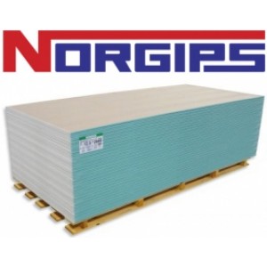Гипсокартон NORGIPS влагостойкий  12,5х1200х2600 мм. Польша.